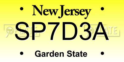 SP7D3A New Jersey License Plate