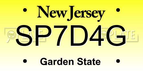 SP7D4G New Jersey License Plate
