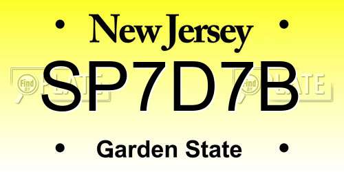 SP7D7B New Jersey License Plate