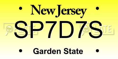 SP7D7S New Jersey License Plate