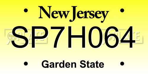 SP7H064 New Jersey License Plate
