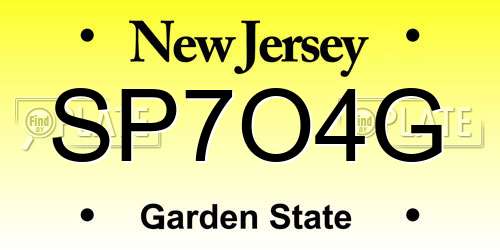 SP7O4G New Jersey License Plate