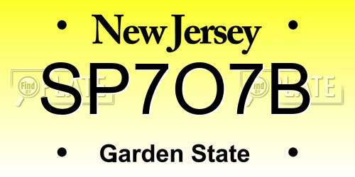SP7O7B New Jersey License Plate