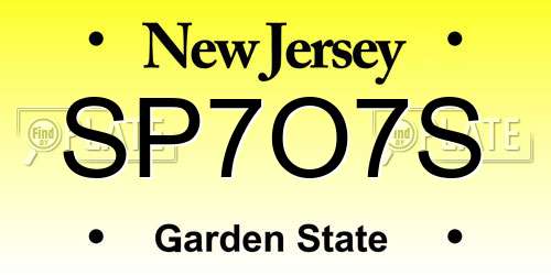 SP7O7S New Jersey License Plate
