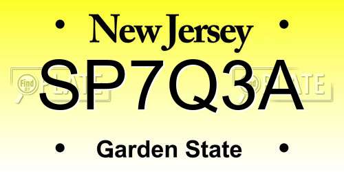SP7Q3A New Jersey License Plate