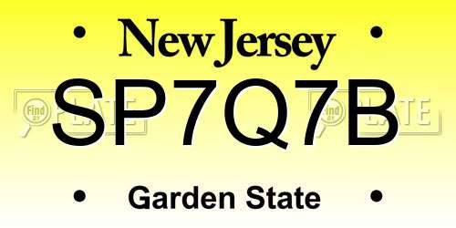 SP7Q7B New Jersey License Plate