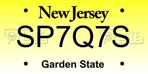 SP7Q7S New Jersey License Plate