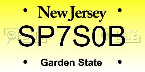 SP7S0B New Jersey License Plate