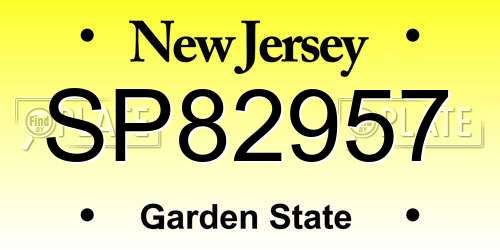 SP82957 New Jersey License Plate