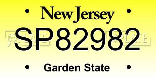 SP82982 New Jersey License Plate