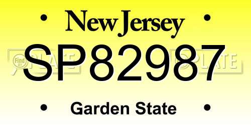 SP82987 New Jersey License Plate