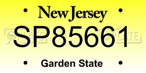 SP85661 New Jersey License Plate