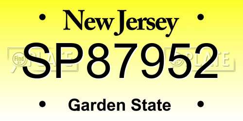 SP87952 New Jersey License Plate
