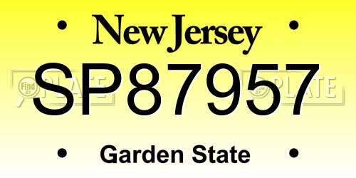 SP87957 New Jersey License Plate