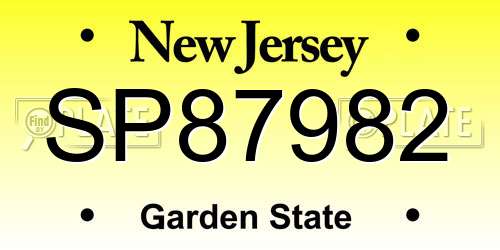 SP87982 New Jersey License Plate