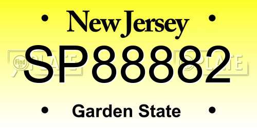 SP88882 New Jersey License Plate
