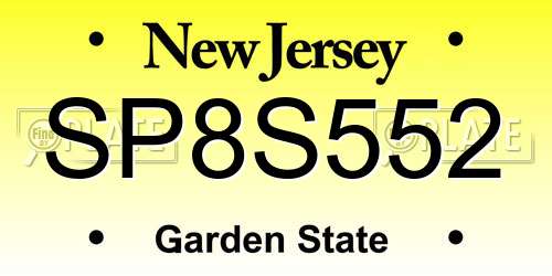SP8S552 New Jersey License Plate