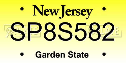 SP8S582 New Jersey License Plate