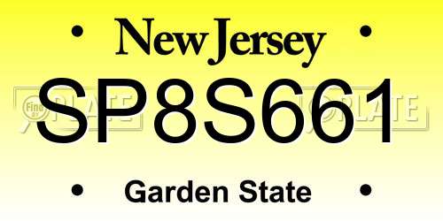 SP8S661 New Jersey License Plate
