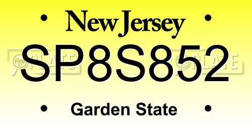 SP8S852 New Jersey License Plate