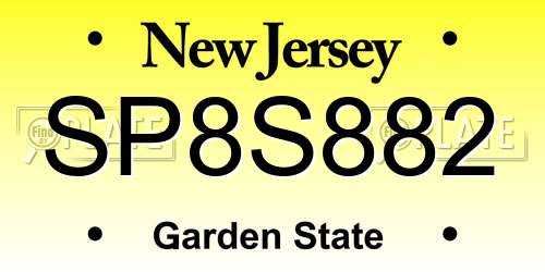 SP8S882 New Jersey License Plate