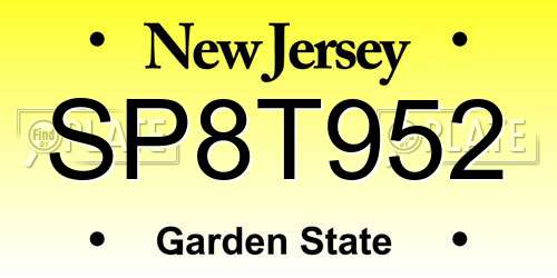 SP8T952 New Jersey License Plate