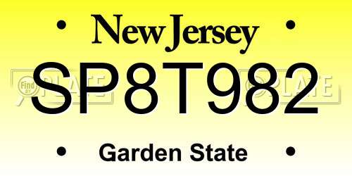 SP8T982 New Jersey License Plate