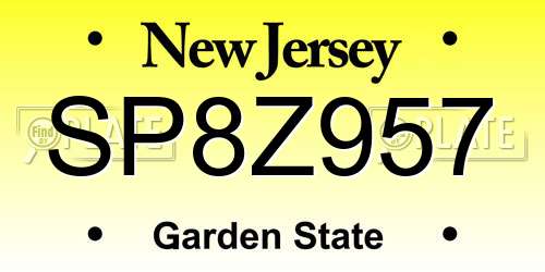 SP8Z957 New Jersey License Plate