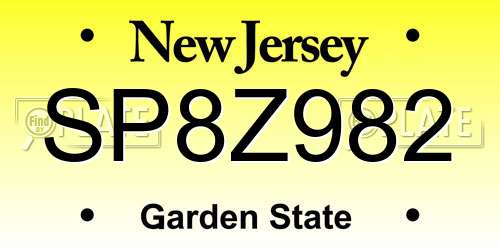 SP8Z982 New Jersey License Plate