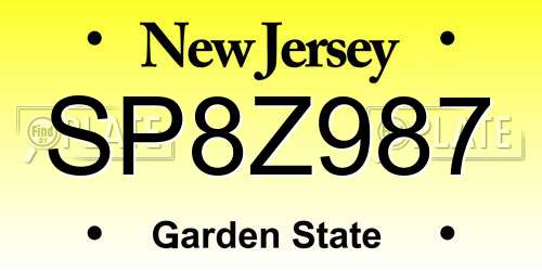 SP8Z987 New Jersey License Plate