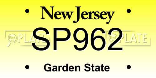 SP962 New Jersey License Plate