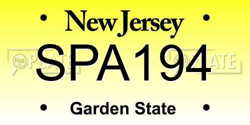 SPA194 New Jersey License Plate