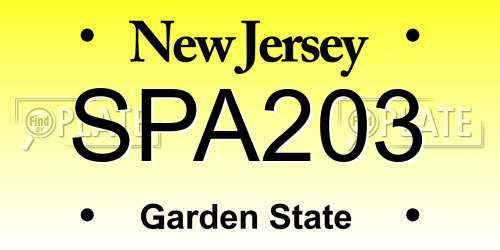 SPA203 New Jersey License Plate