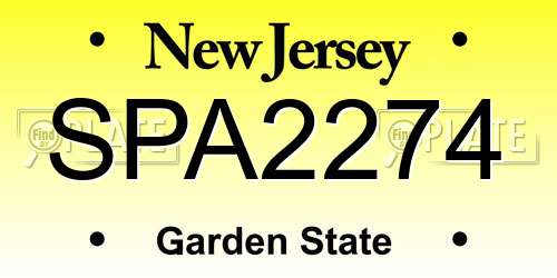 SPA2274 New Jersey License Plate