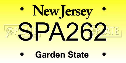SPA262 New Jersey License Plate