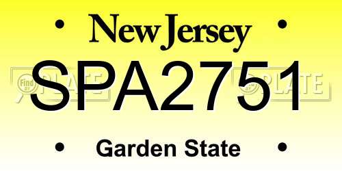 SPA2751 New Jersey License Plate