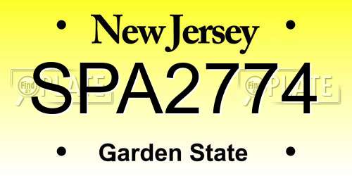 SPA2774 New Jersey License Plate