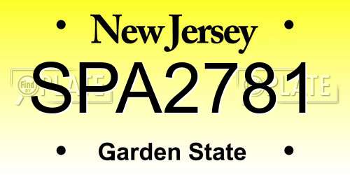 SPA2781 New Jersey License Plate