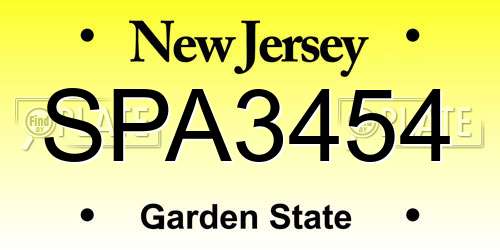 SPA3454 New Jersey License Plate