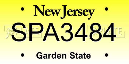 SPA3484 New Jersey License Plate