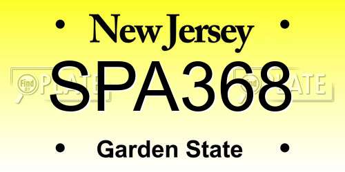 SPA368 New Jersey License Plate