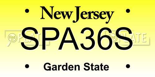 SPA36S New Jersey License Plate