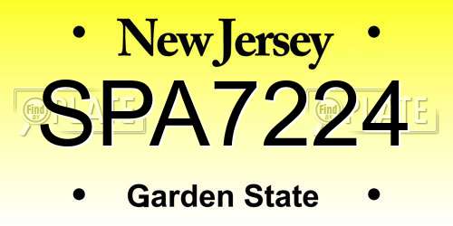 SPA7224 New Jersey License Plate