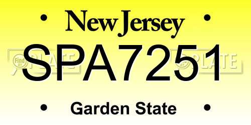 SPA7251 New Jersey License Plate