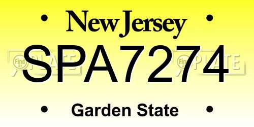 SPA7274 New Jersey License Plate