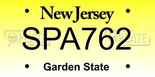 SPA762 New Jersey License Plate