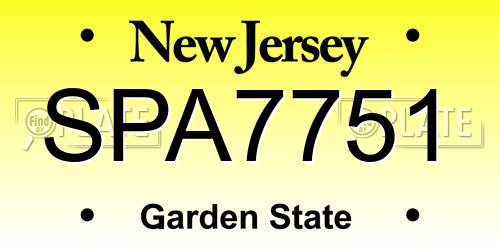 SPA7751 New Jersey License Plate