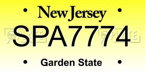 SPA7774 New Jersey License Plate