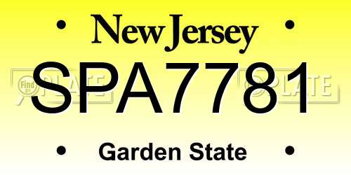 SPA7781 New Jersey License Plate