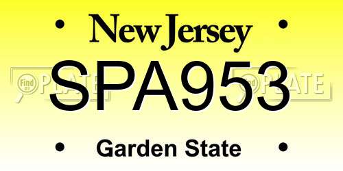 SPA953 New Jersey License Plate